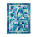 A blue, green, and purple ocean-themed quilt isolated on a white background.