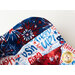 Close up of one edge of bowl cozy showing detail of patriotic fabrics from the Fired Up collection