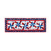 Isolated image of a patriotic themed red white and blue table runner with a pinwheel pattern on a white background.