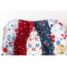 Close up of one edge of bowl cozy showing detail of patriotic fabrics from the Red, White and True collection