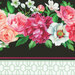 A black and white border stripe print with rows of beautiful bunches of roses and florals