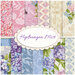 A collage of pink, blue, and cream floral fabrics in the Hydrangea Mist FQ set