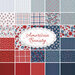 Collage image of the fabrics in the American Beauty collection, from dark blues to reds to light blues to whites