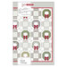 Front of a quilt pattern featuring festive Christmas wreaths