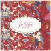 collage of all fabrics included in Jubilee Red 5 fat quarter set