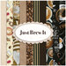 Graphic of 10 brown and black toned coffee related fabrics in the Just Brew It One Yard Set