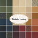 graphic of all fabrics in the Chickadee Landing collection, ranging from tan to green to navy blue to red