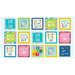 light blue fabric panel featuring 12 different birthday party tiles with various birthday wishes