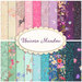 graphic collage of all fabrics in the unicorn meadow fat quarter bundle