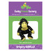Gregory Gorilla Pattern Front purple and green background and example gorilla plush