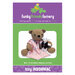 Izzy Insomniac Bear Pattern Front purple and green background with example of teddy bear with blanket and toy sheep