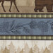 8x8 scan of border stripe fabric featuring a moose, bear, trees, and a branch with pinecones