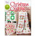 front of the christmas quilting pattern book with sample photos of several christmas colored projects from the book