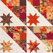 Close up photo of blocks in autumn themed quilt made with Forest Frolic in a geometric pattern