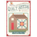 front of the quilt seeds home town block quilting pattern with an example of the finished house on it
