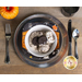 Photo of a place setting from the top down of a bowl with oreo ice cream and oreos inside the Hey Bootiful bowl cozy with a small pumpkin nearby