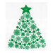Image of a white cloth with the Heart In Everything pattern stitched into it featuring a large decorated evergreen in shades of green