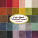 A collage of colorful flannel fabrics included in the Color Wash Woolies Flannel - Refreshed FQ Set