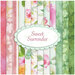A striped collage of light floral pink and green fabrics in the Sweet Surrender 10