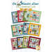Collage image of 12 small wall hangings made with the Wander Lane fabric collection and patterns by Nancy Halvorsen