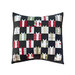 a pillow featuring small quilted gifts motifs all over, isolated on a white background