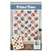 Front of the Prime Time pattern, showcasing a finished quilt with multicolored squares on a white background