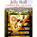 Front cover of Jelly Roll Sampler Quilts book with a lovely autumn colored quilt draped over a farm fence