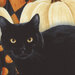 close up scan of panel featuring a black cat surrounded by pumpkins