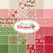 collage of all once upon a christmas fabrics, in colors ranging from green to off white to pink to red