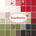 collage of all starberry fat eighths fabric, in shades of red, green, white, tan, and black