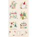 digital image of cozy wonderland panel in cream, with 6 different Christmas saying and images and 5 fabric gift tags, on white background