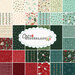 collage of cozy wonderland fabric, in shades of red, dark red, dark blue, blue green, and creme, of Christmas themed designs and patterns
