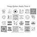 Digital version of the full Things Quilters Really Think II panel, featuring 24 square designs