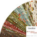 collage of all fabrics in the great outdoors jelly roll, with camping and nature motifs, in shades of aqua, cream, green, red, and brown