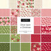 collage of all once upon a christmas fabrics, in colors ranging from green to off white to pink to red