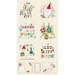 digital image of cozy wonderland panel, a cream fabric with 6 distinct christmas scenes and 5 to and from tags at the bottom