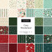 collage of cozy wonderland fabric, in shades of red, dark red, dark blue, blue green, and creme, of Christmas themed designs and patterns