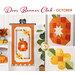 Collage image of the Door Banner for October featuring a pumpkin and small yellow flowers