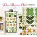 Collage image of the Door Banner for March featuring a green flowers, diamonds, and yellow burst patterns