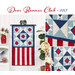 Collage image of the Door Banner for July featuring an ornate star block and red and white stripes