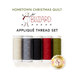 Photo of 5 spools of cotton thread isolated on a white background with the words 