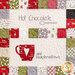 Close up of one block in the Hometown Christmas quilt featuring a red mug with a heart and spoon and the words 