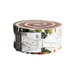 photo of pine valley fabric strip roll, in warm shades of red, gray, white, and green, on a white background