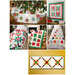 The back of the pattern book, showing 6 other finished projects, staged throughout a household and with christmas trees