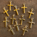 12 small metal Gold Christian Crosses