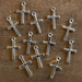 12 small metal Christian cross charms