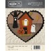 Front of pattern with finished heart featuring haunted house with ghosts and a jack o lantern