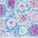 Fabric featuring vibrant white, blue, and purple cabbages