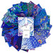 Photo of fabrics in the Lake FQ set from the Kaffe Fassett Collective Plus collection fanned out in a circle