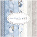 Collage of the pastel blues and neutral tones, featuring snowflakes and snowmen, that are included in the Snow Much Fun collection.